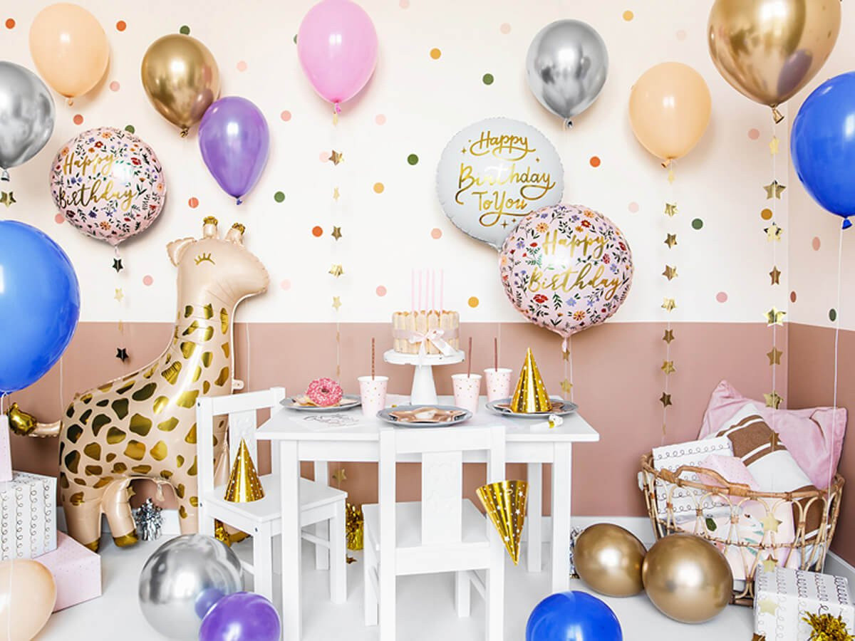 Balon foliowy Happy Birthday 45cm jasny różowy FB48 PartyDeco